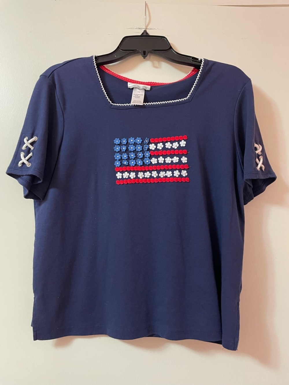 Alfred Dunner Navy blue American flag tee